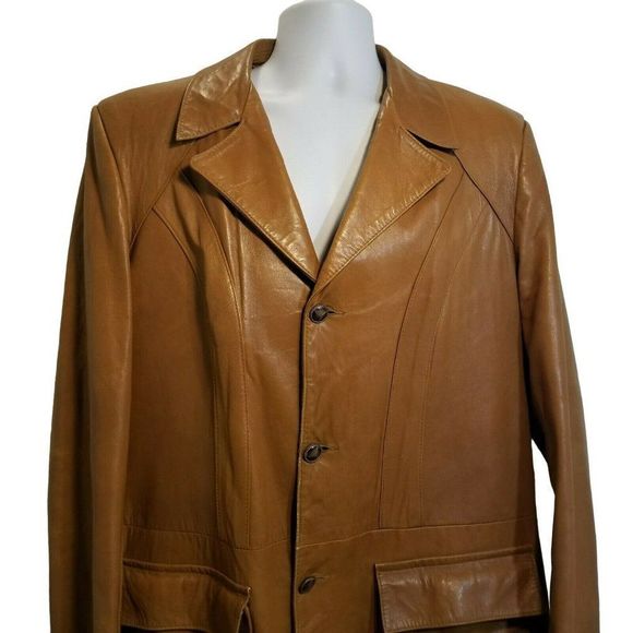 Vintage Mens Brown 44L Angel Skin Cabretta Leather Jacket By Grais Made in USA - Picture 3 of 12